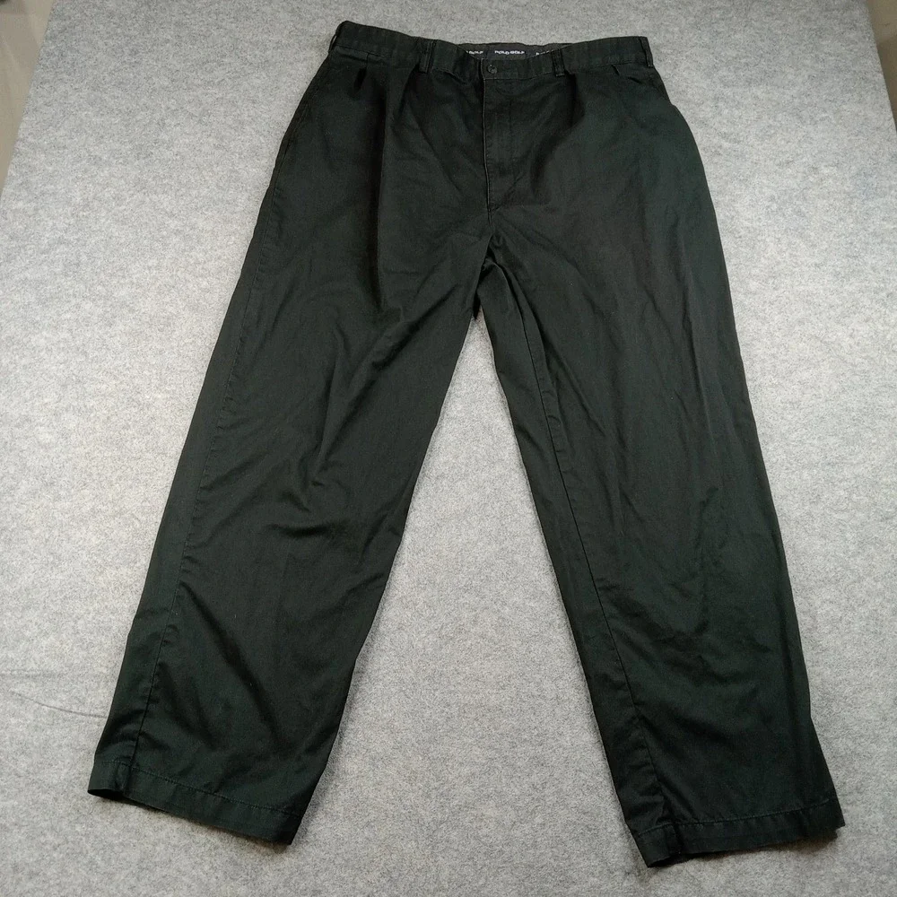 Polo Golf Pants Mens 42x30 Black 100% Cotton‎ Pleated Chino Straight Leg Casual